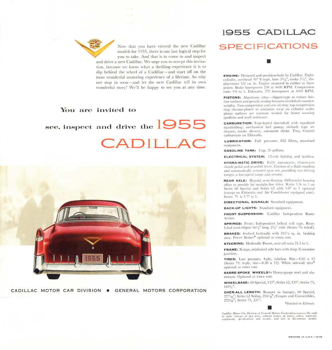 1955 Cadillac Brochure Page 1